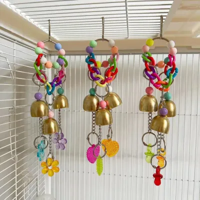 Hanging Funny Bells Chewing String Bird Toy2 Hanging Funny Bells Chewing String Bird Toy