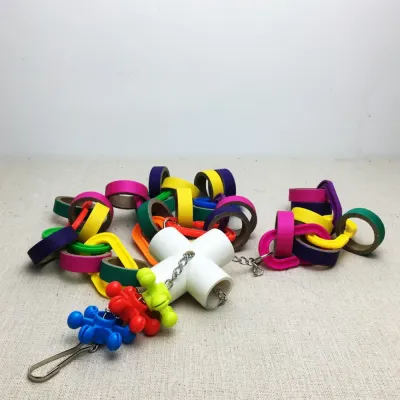 Colorful Hanging Paper Ring Chewing String Bird Toy2 Colorful Hanging Paper Ring Chewing String Bird Toy2