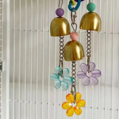 Hanging Funny Bells Chewing String Bird Toy4 Hanging Funny Bells Chewing String Bird Toy4