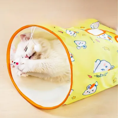 Bear and Rabit Three-Layer Crinkle Interactive Cat Tunnel 