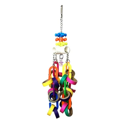 Colorful Hanging Paper Ring Chewing String Bird Toy4 Colorful Hanging Paper Ring Chewing String Bird Toy4