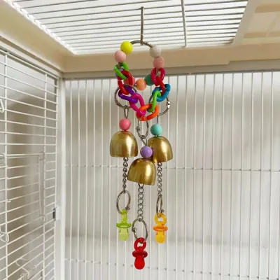 Hanging Funny Bells Chewing String Bird Toy1 Hanging Funny Bells Chewing String Bird Toy1