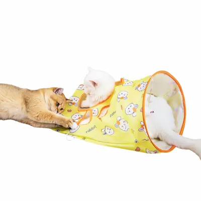 Bear and Rabit Three-Layer Crinkle Interactive Cat Tunnel 