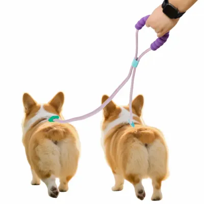 Durable Strong and Comfortable Nylon Dual Dog Leash for Two Dogs