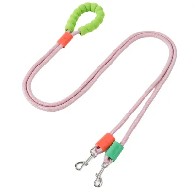 Durable Strong and Comfortable Nylon Dual Dog Leash for Two Dogs
