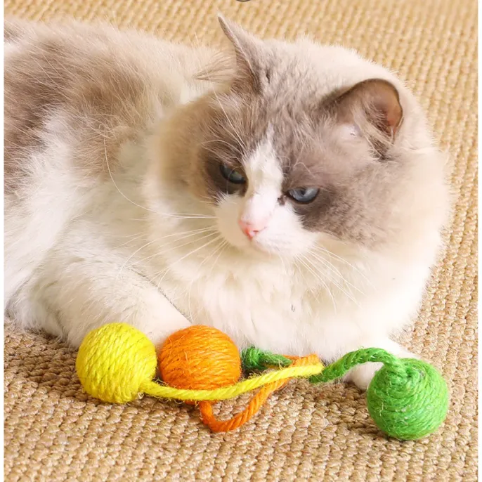 Interactive Rope Hanging Sisal Ball Toy for Cats