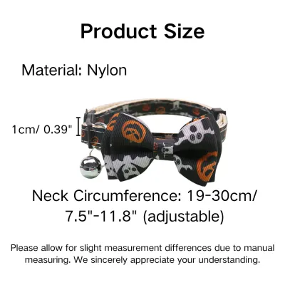 Halloween Pumpkin Bow Style Adjustable Nylon Cat Collar with Bell8 Halloween Pumpkin Bow Style Adjustable Nylon Cat Collar with Bell