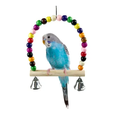 Colorful Beaded Bird Swing Toy with Bells2 Colorful Beaded Bird Swing Toy with Bells