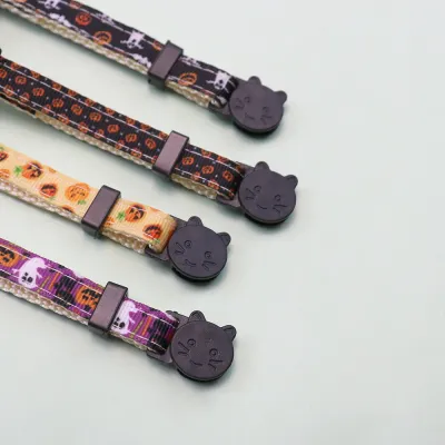 Halloween Pumpkin Bow Style Adjustable Nylon Cat Collar with Bell7 Halloween Pumpkin Bow Style Adjustable Nylon Cat Collar with Bell