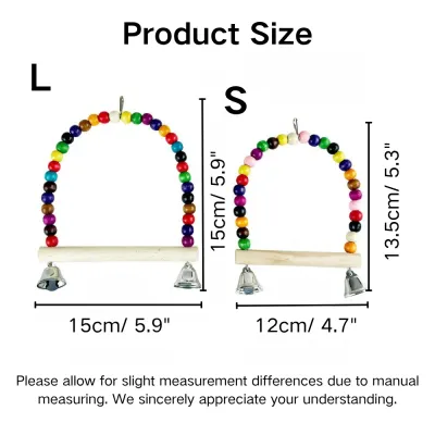 Colorful Beaded Bird Swing Toy with Bells4 Colorful Beaded Bird Swing Toy with Bells