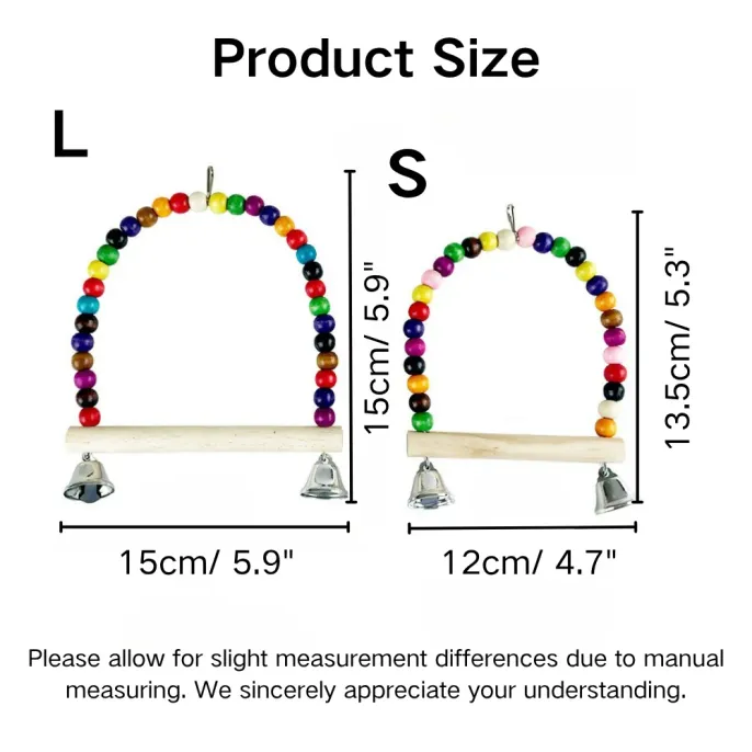 Colorful Beaded Bird Swing Toy with Bells4 Colorful Beaded Bird Swing Toy with Bells