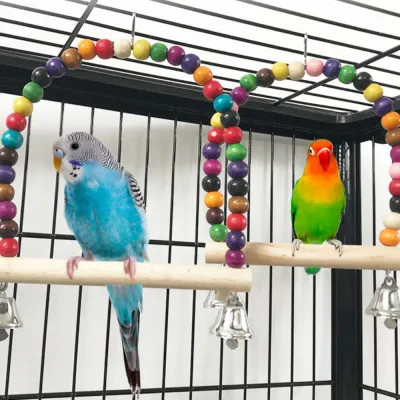 Colorful Beaded Bird Swing Toy with Bells Colorful Beaded Bird Swing Toy with Bells