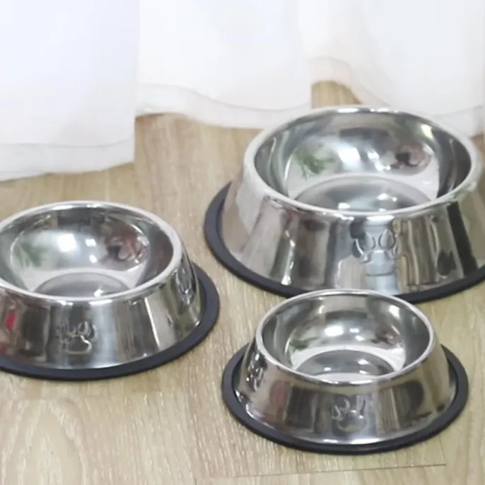 Durable Stainless Steel Pet Bowl with Rubber Base3 Durable Stainless Steel Pet Bowl with Rubber Base