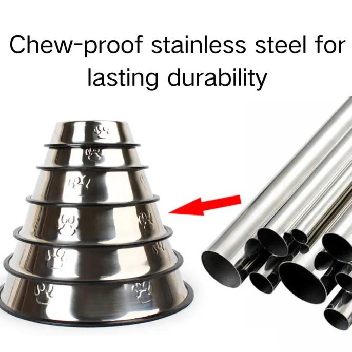 Durable Stainless Steel Pet Bowl with Rubber Base6 Durable Stainless Steel Pet Bowl with Rubber Base