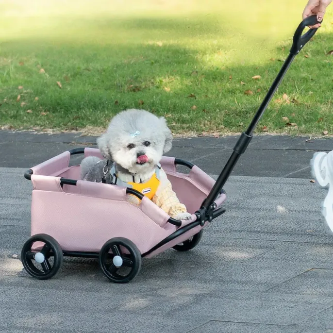 Foldable 4 Wheels Pet Stroller Holds Pets up to 22 lbs15 Foldable Portable 4 Wheels Pet Stroller