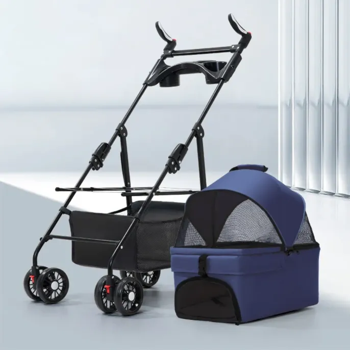 Deluxe Detachable Portable Foldable Pet Stroller with 4 Wheels9 Deluxe Detachable Portable Foldable Pet Stroller with 4 Wheels
