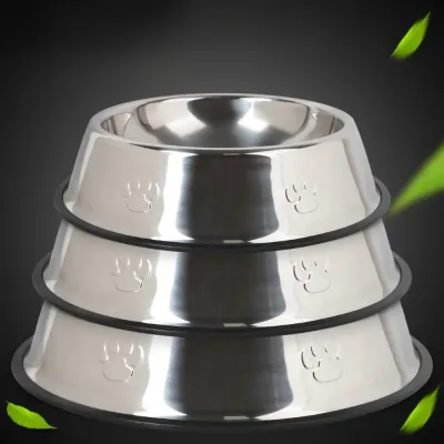 Durable Stainless Steel Pet Bowl with Rubber Base2 Durable Stainless Steel Pet Bowl with Rubber Base