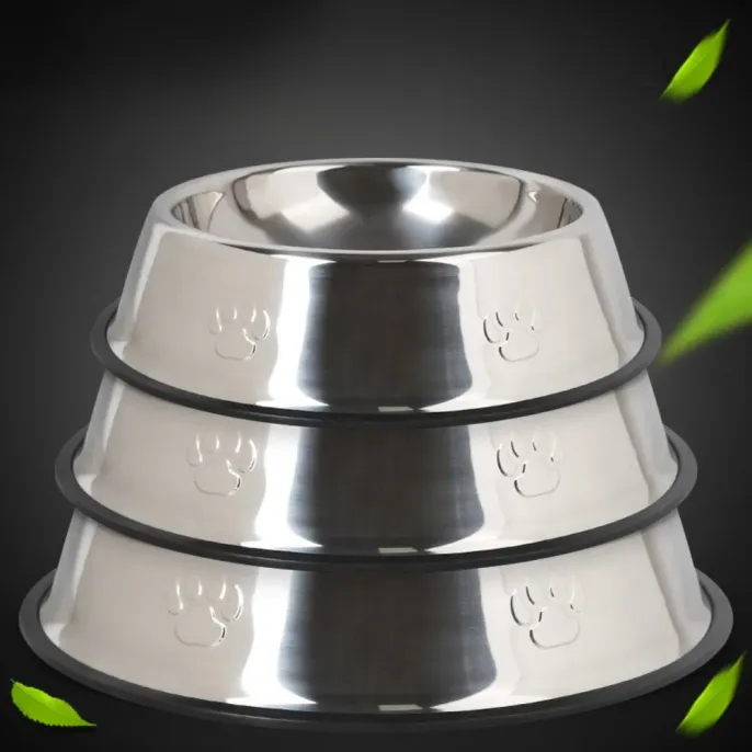 Durable Stainless Steel Pet Bowl with Rubber Base2 Durable Stainless Steel Pet Bowl with Rubber Base