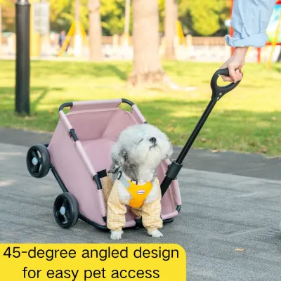 Foldable 4 Wheels Pet Stroller Holds Pets up to 22 lbs11 Foldable Portable 4 Wheels Pet Stroller