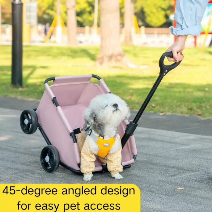 Foldable 4 Wheels Pet Stroller Holds Pets up to 22 lbs11 Foldable Portable 4 Wheels Pet Stroller