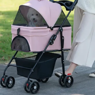 Deluxe Detachable Portable Foldable Pet Stroller with 4 Wheels7 Deluxe Detachable Portable Foldable Pet Stroller with 4 Wheels