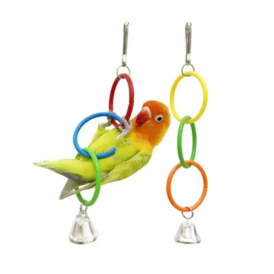 Colorful Parrot Hanging Ring Toy with Bell