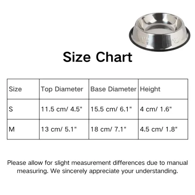 Durable Stainless Steel Pet Bowl with Rubber Base S M Size Durable Stainless Steel Pet Bowl with Rubber Base