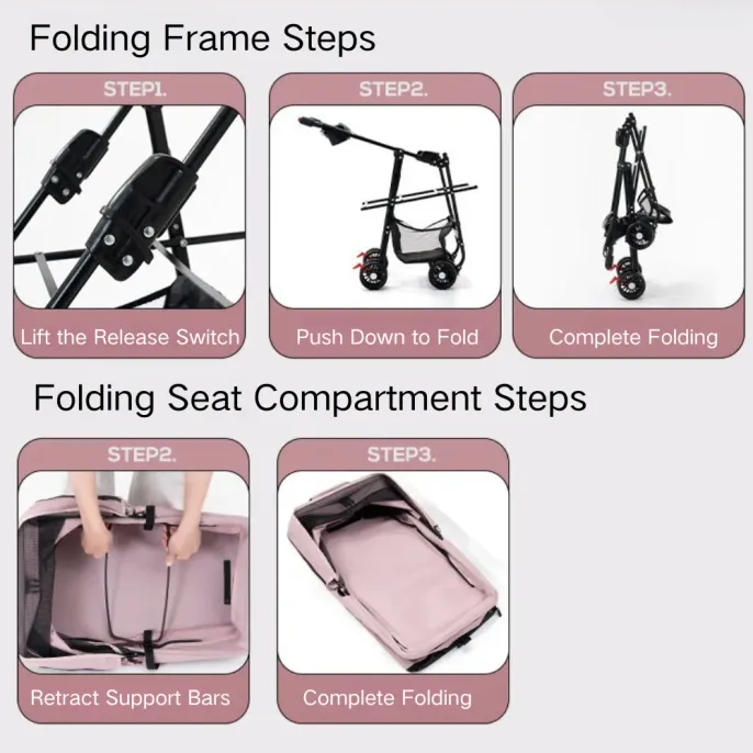 Deluxe Detachable Portable Foldable Pet Stroller with 4 Wheels5 Deluxe Detachable Portable Foldable Pet Stroller with 4 Wheels
