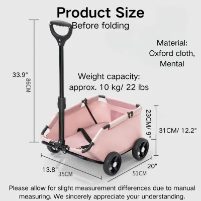 Foldable 4 Wheels Pet Stroller Holds Pets up to 22 lbs18 Foldable Portable 4 Wheels Pet Stroller