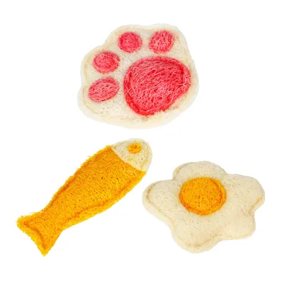 Cute Scratch Resistant Natural Loofah Pet Cat Toy5 3 Piece Set Cute Scratch Resistant Natural Loofah Pet Cat Toy