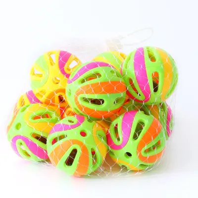 Large Colorful Patchwork Bell Ball Interactive Cat Toy