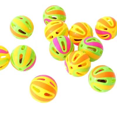Large Colorful Patchwork Bell Ball Interactive Cat Toy