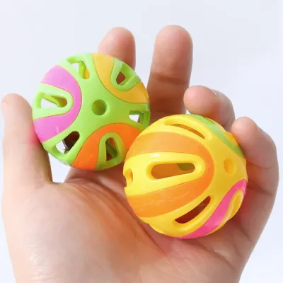 Large Colorful Patchwork Bell Ball Interactive Cat Toy