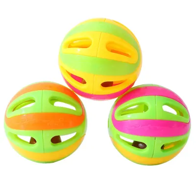Large Colorful Patchwork Bell Ball Interactive Cat Toy