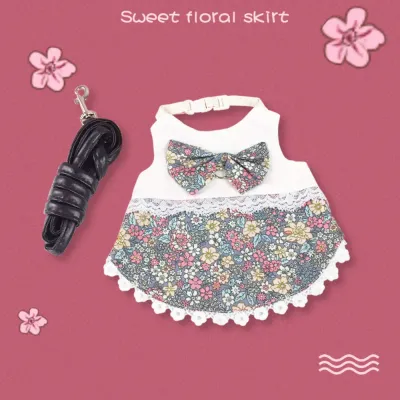 Stylish Cute Cotton Floral Rabbit Dress with Leash7 Stylish Cute Cotton Floral Rabbit Dress with Leash