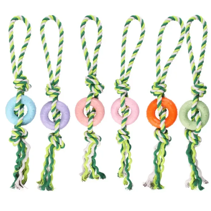 Chew-Resistant Pet Dog Cotton Rope with TPR Ring2 Chew-Resistant Pet Dog Cotton Rope with TPR Ring