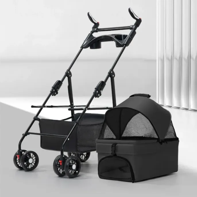 Deluxe Detachable Portable Foldable Pet Stroller with 4 Wheels Deluxe Detachable Portable Foldable Pet Stroller with 4 Wheels