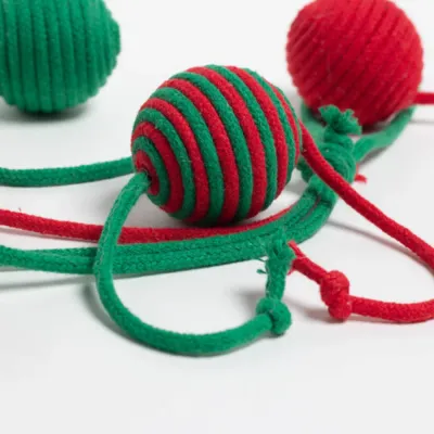 Christmas Plush Bell Cat Toy Ball Interactive Yarn Toy for Cat