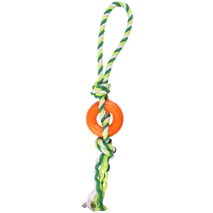 Chew-Resistant Pet Dog Cotton Rope with TPR Ring1 Chew-Resistant Pet Dog Cotton Rope with TPR Ring