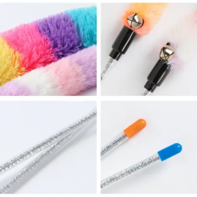 Long-Handled Colorful Plush Snake Cat Teaser Wand