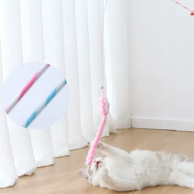 Candy Colour Interactive Pulley Fishing Rod Cat Toy Teaser