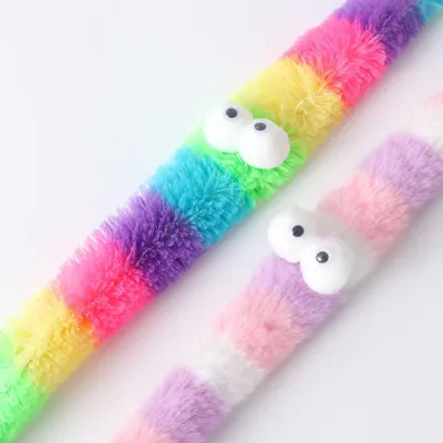Long-Handled Colorful Plush Snake Cat Teaser Wand