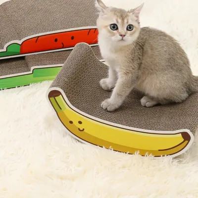 Cute Cartoon Design Durable Corrugated Cardboard Cat Scratcher
