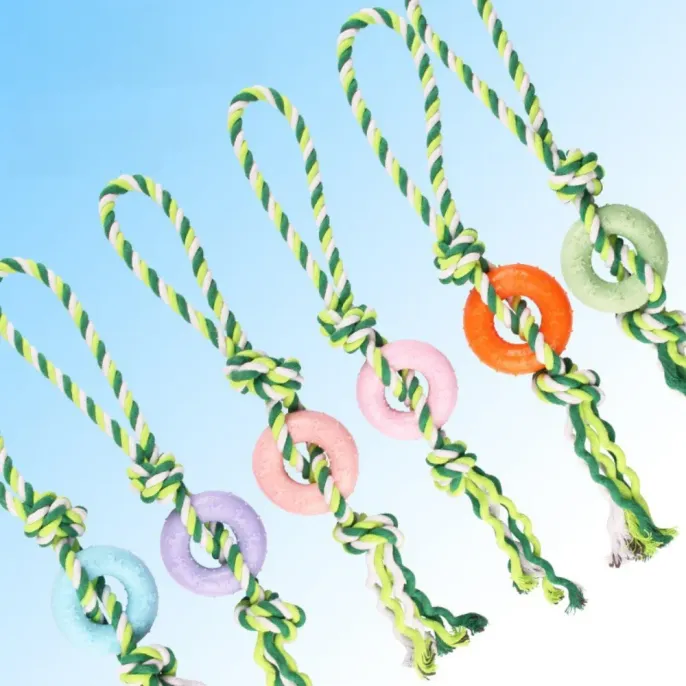 Chew-Resistant Pet Dog Cotton Rope with TPR Ring3 Chew-Resistant Pet Dog Cotton Rope with TPR Ring