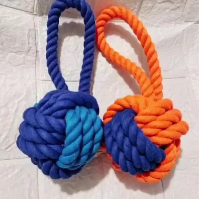 Interactive Dental Cleaning Durable Cotton Rope Dog Toy Ball2 Interactive Dental Cleaning Durable Cotton Rope Dog Toy Ball