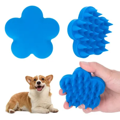 Gentle for Wet or Dry Coat Care Flower-Shaped Silicone Pet Brush5 Gentle for Wet or Dry Coat Care Flower-Shaped Silicone Pet Brush