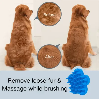 Gentle for Wet or Dry Coat Care Flower-Shaped Silicone Pet Brush7 Gentle for Wet or Dry Coat Care Flower-Shaped Silicone Pet Brush