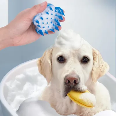Gentle for Wet or Dry Coat Care Flower-Shaped Silicone Pet Brush1 Gentle for Wet or Dry Coat Care Flower-Shaped Silicone Pet Brush