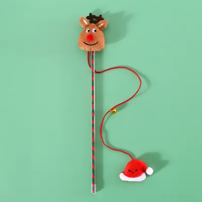 Santa cat toy Christmas Plush Cat Wand Toy Santa Reindeer Snowman Tree Design