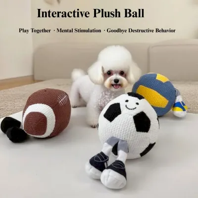 interactive dog ball Plush Dog Sports Ball Toy Squeaky Football Basketball Volleyball